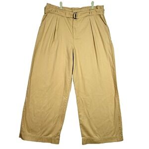Abercrombie & Fitch Wide Leg Pants Womens XL Regular Tan Belted High Rise NWT